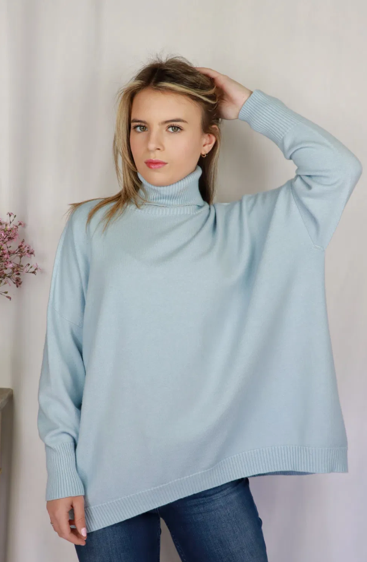 "The Donna May" Oversized polo neck jumper One Size 10-20