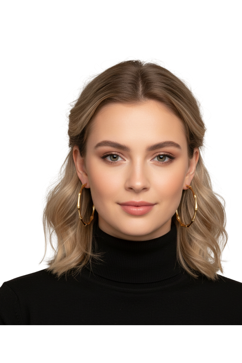 Bamboo style Gold coloured hoops