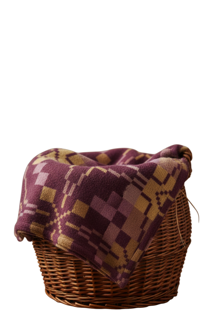 Melin Tregwynt Welsh Blanket - 120 x 200cm Vintage star Plum