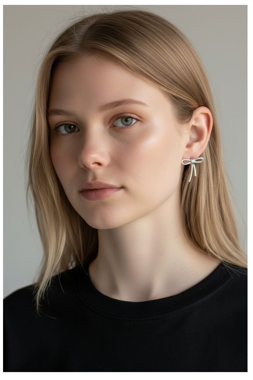 Silver coloured Bow studs