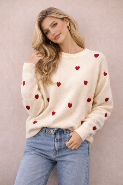 Ivory Heart Jumper one size
