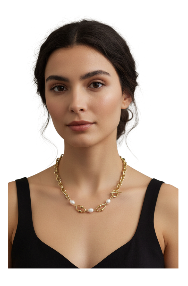 Gold & pearl style choker
