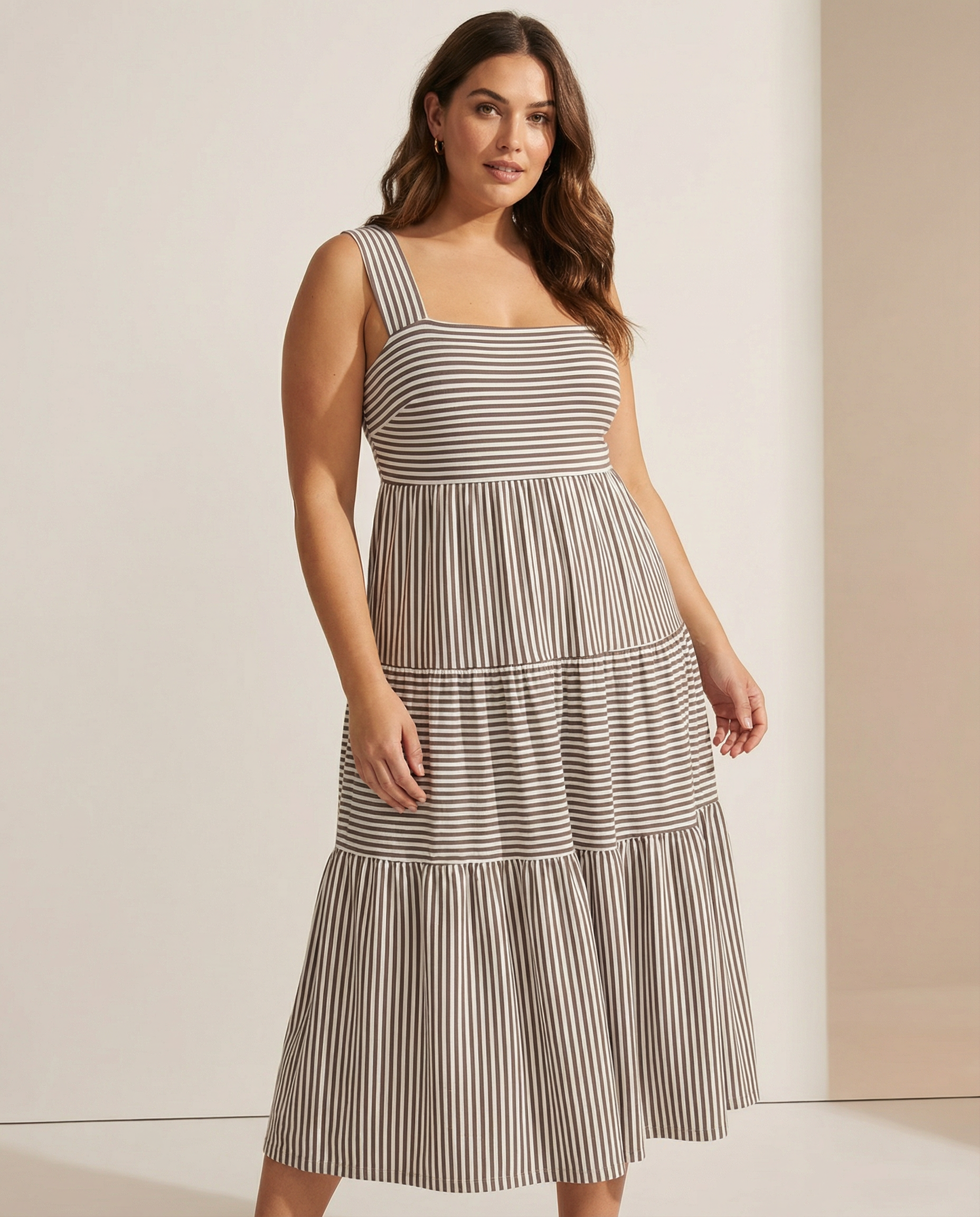 Stripe tiered sundress stretchy and stylish