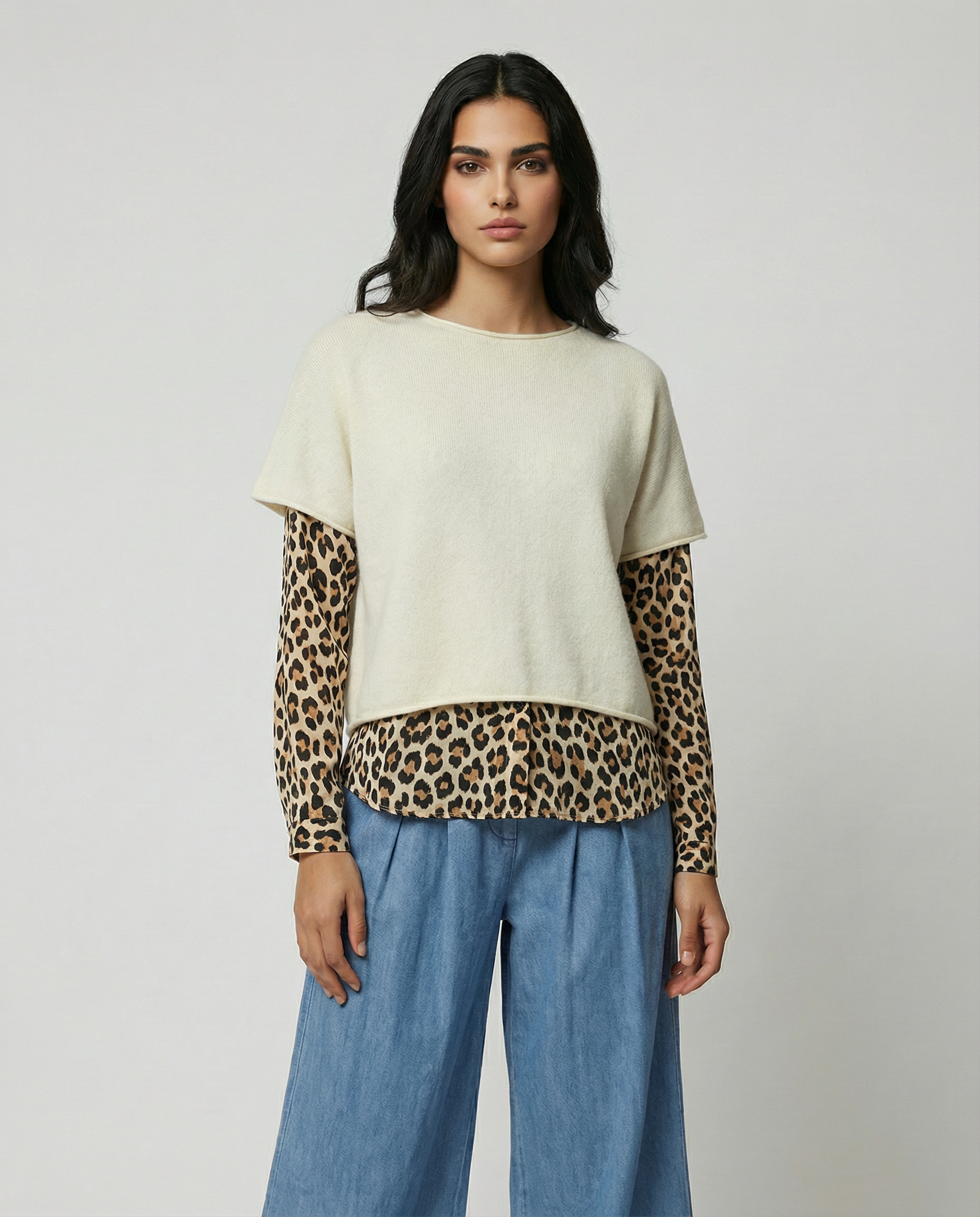 Boxy short sleeve knitted jumper