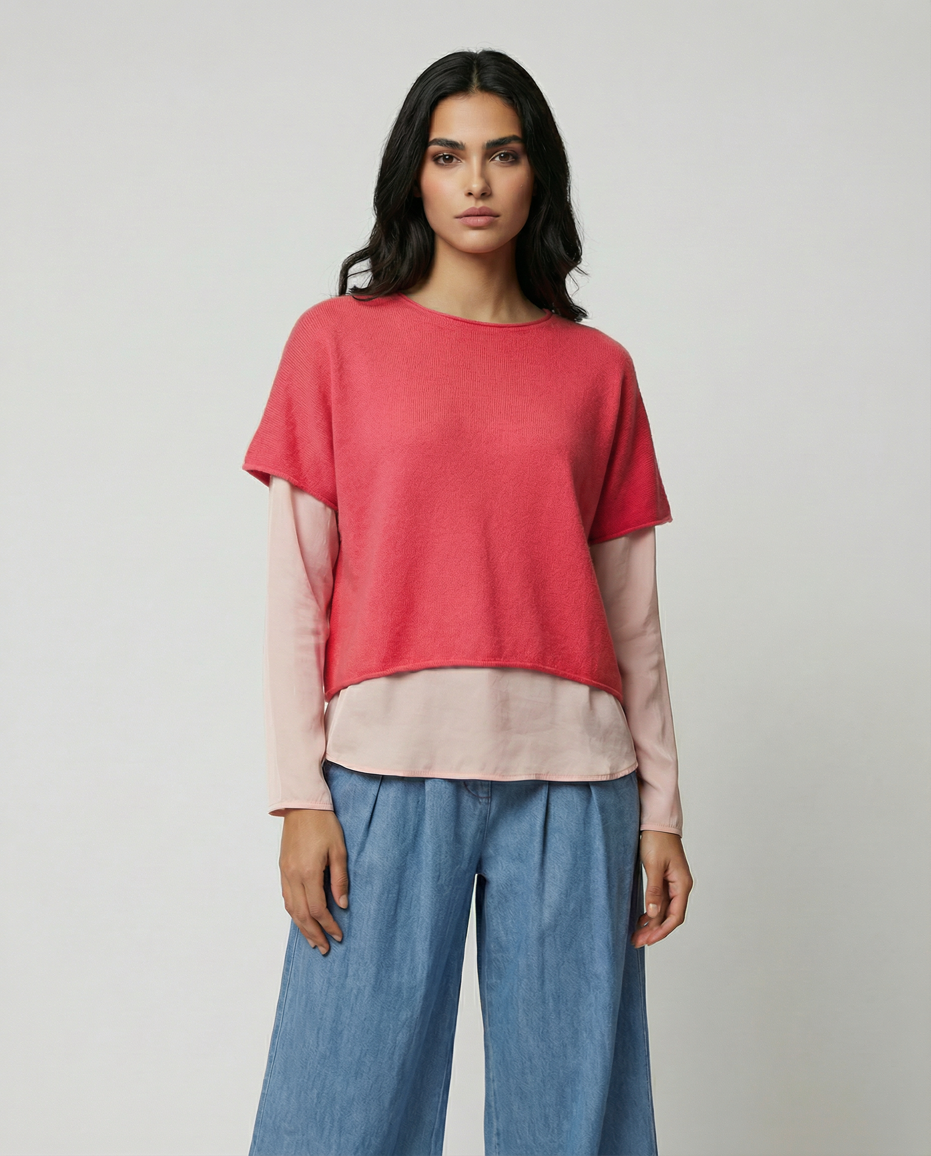Boxy short sleeve knitted jumper