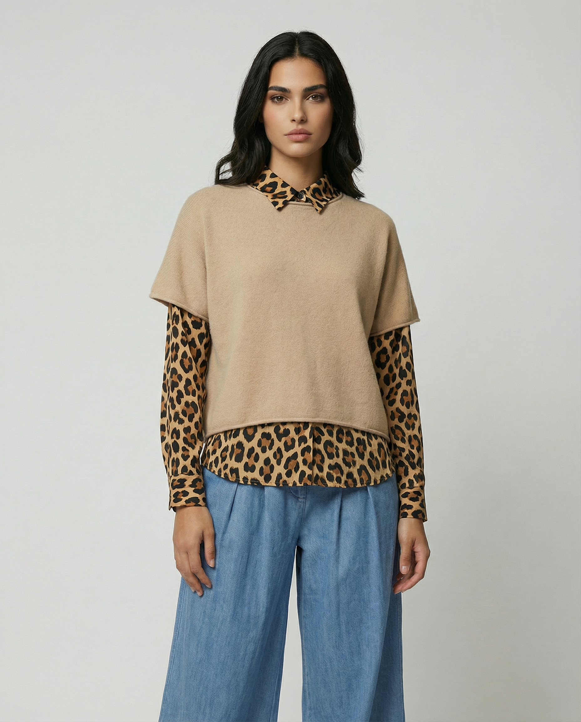 Boxy short sleeve knitted jumper