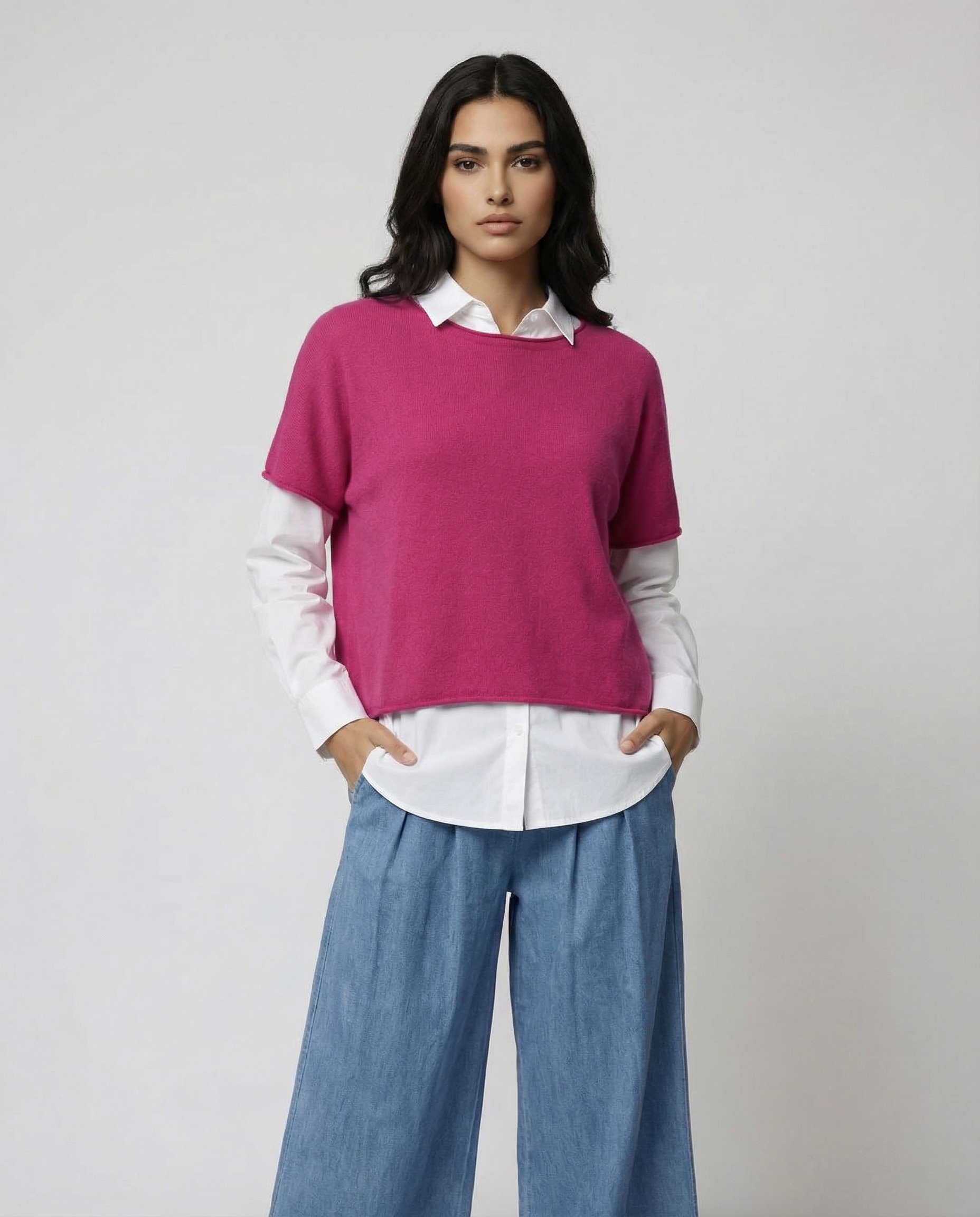 Boxy short sleeve knitted jumper