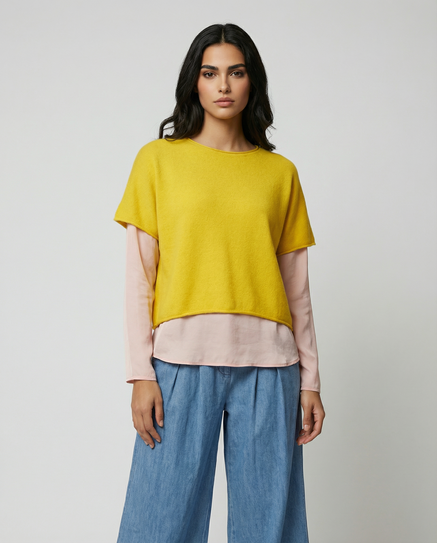 Boxy short sleeve knitted jumper