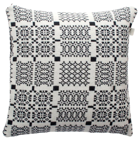 Welsh Blanket Cushion Knot Garden Black
