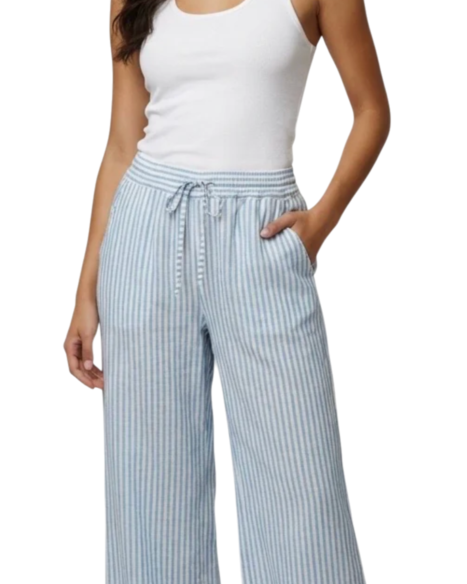 Stripe 100% linen trousers one size