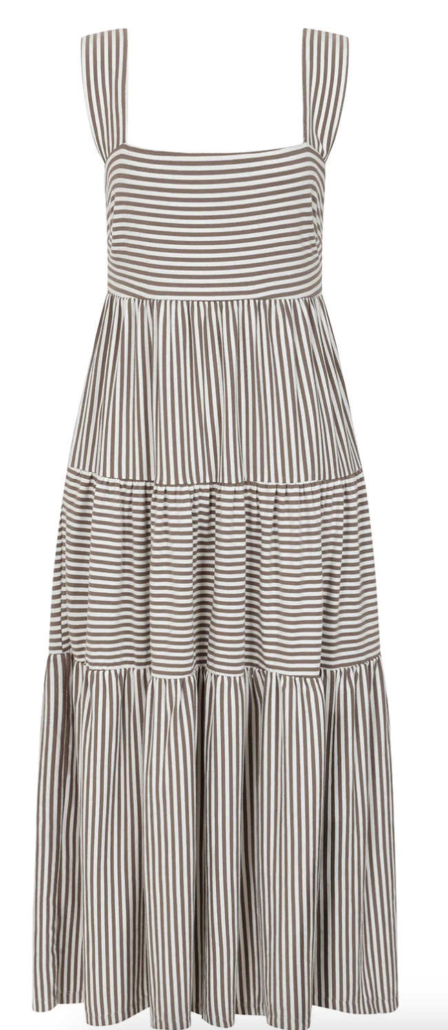 Stripe tiered sundress stretchy and stylish
