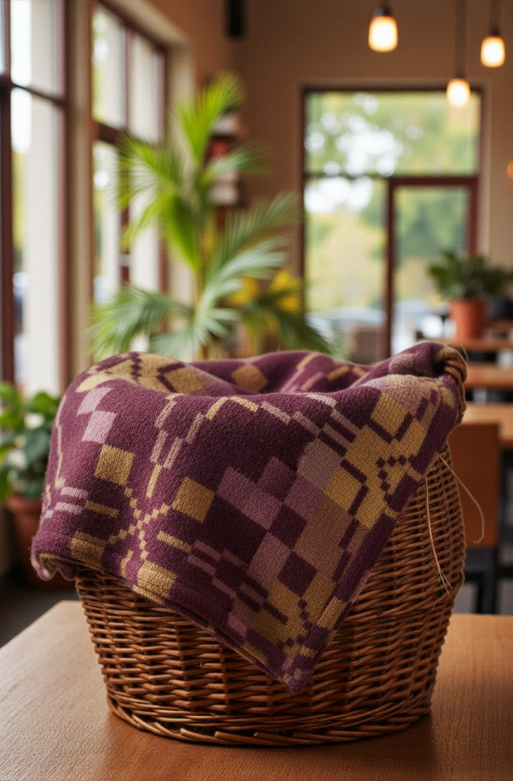 Melin Tregwynt Welsh Blanket - 120 x 200cm  Vintage star Plum