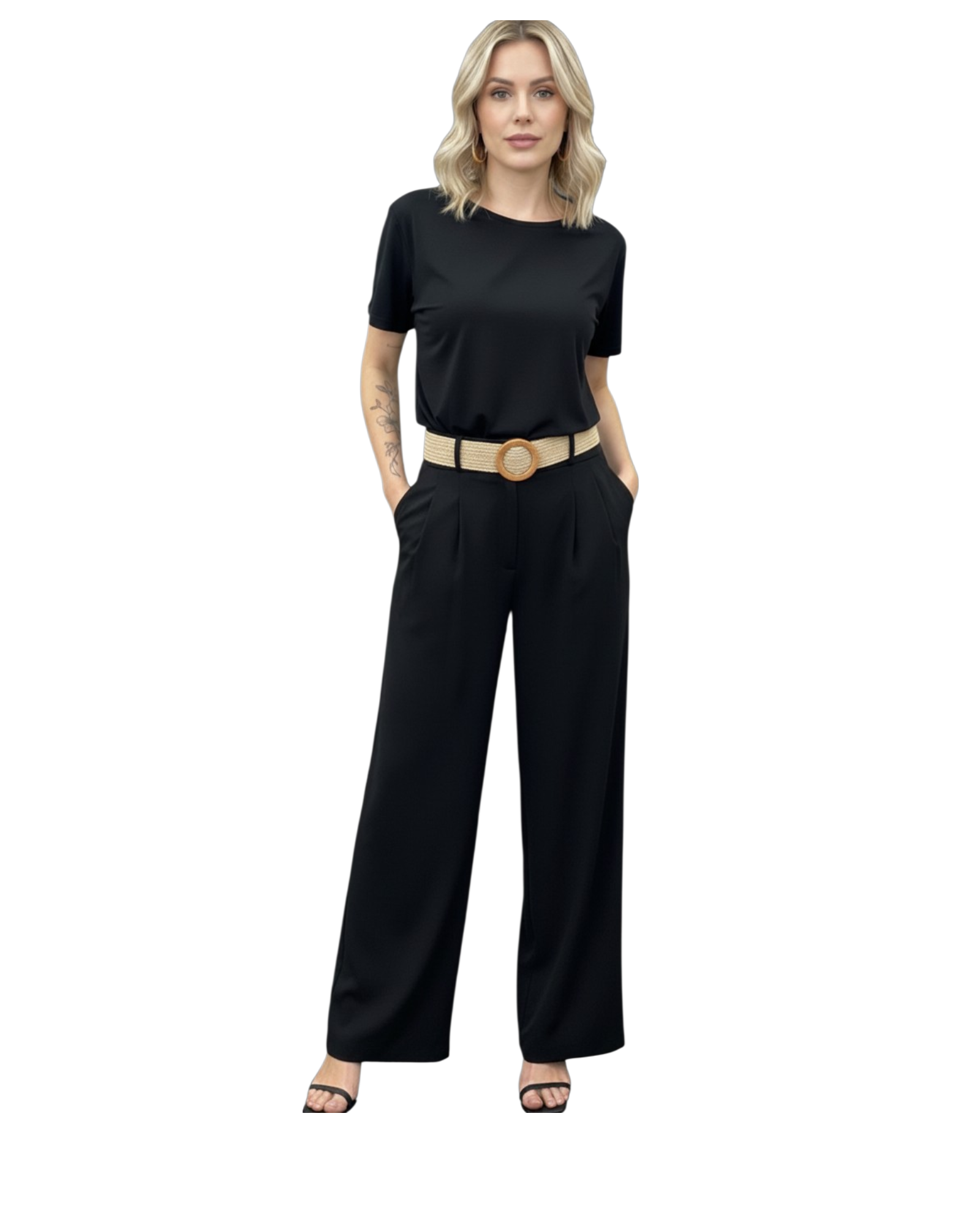 Belted Wide leg pallazzo trousers - one size