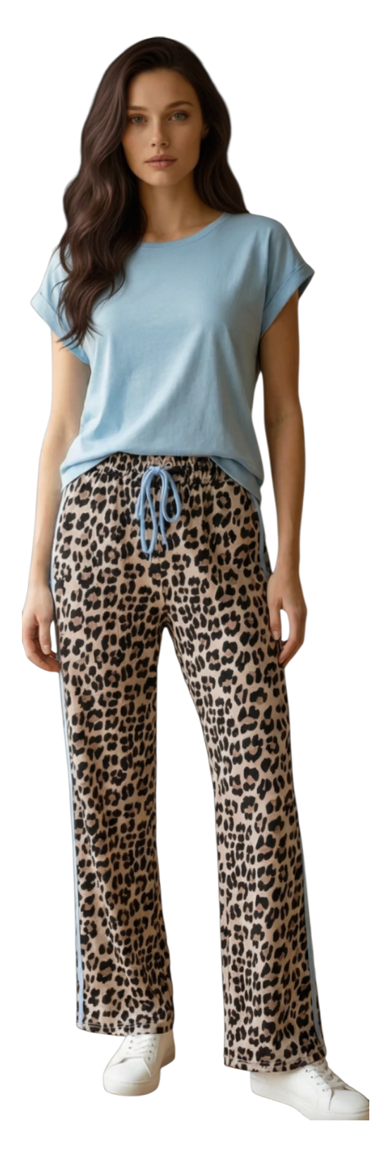 Leopard Print Joggers with contrasting stripe