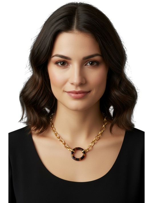 Chunky Belcher Chain with leopard acrylic disc