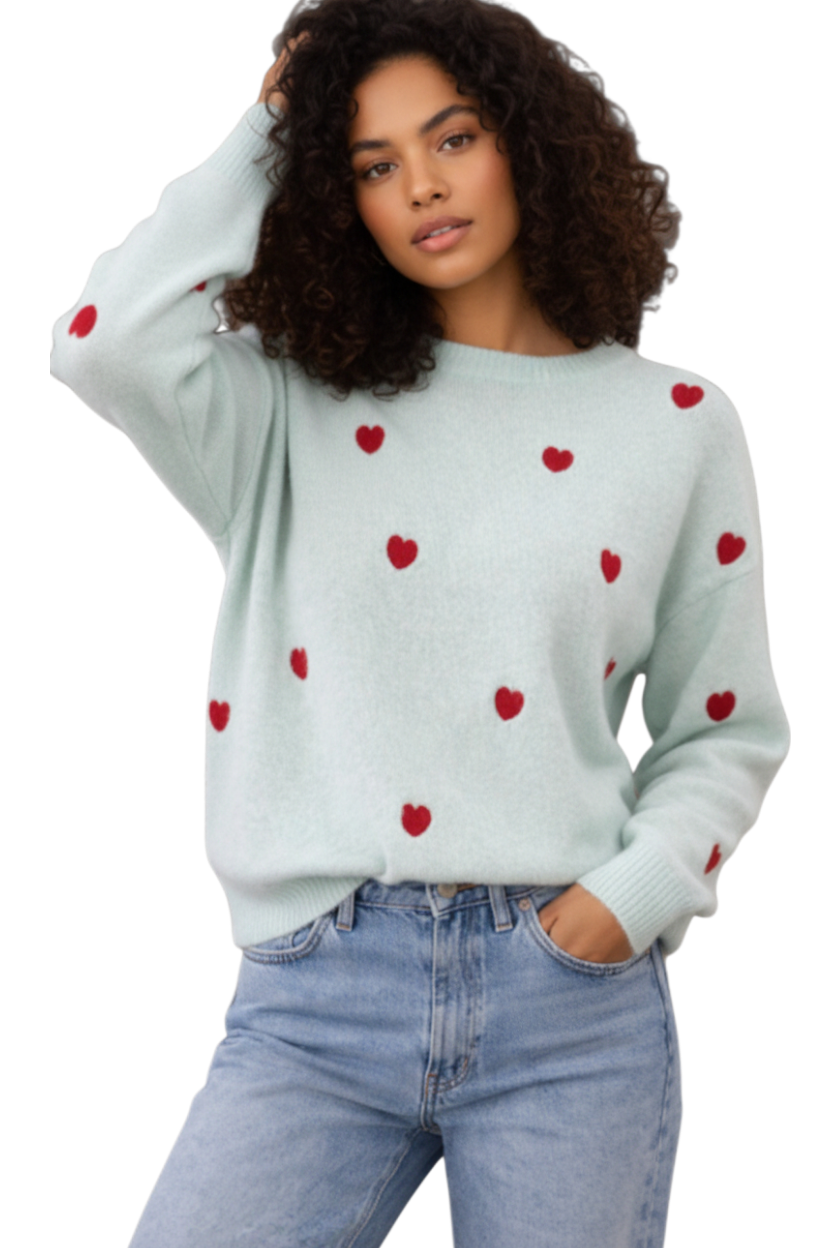 Mint Heart Jumper one size