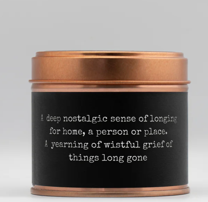 Hiraeth copper tin candle scented with patchouli & Cedarwood