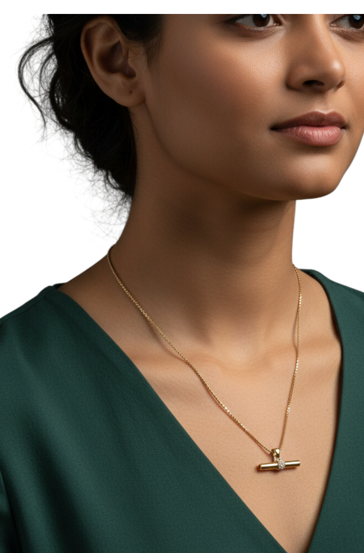 Gold T bar Necklace