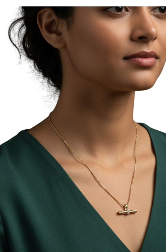 Gold T bar Necklace