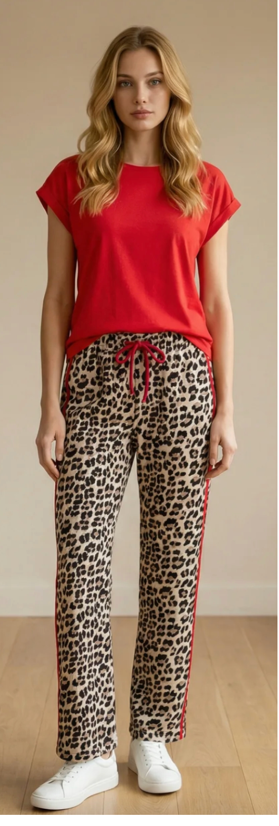 Leopard Print Joggers with contrasting stripe