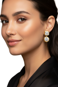 Chunky gold coloured studs with inset diamante