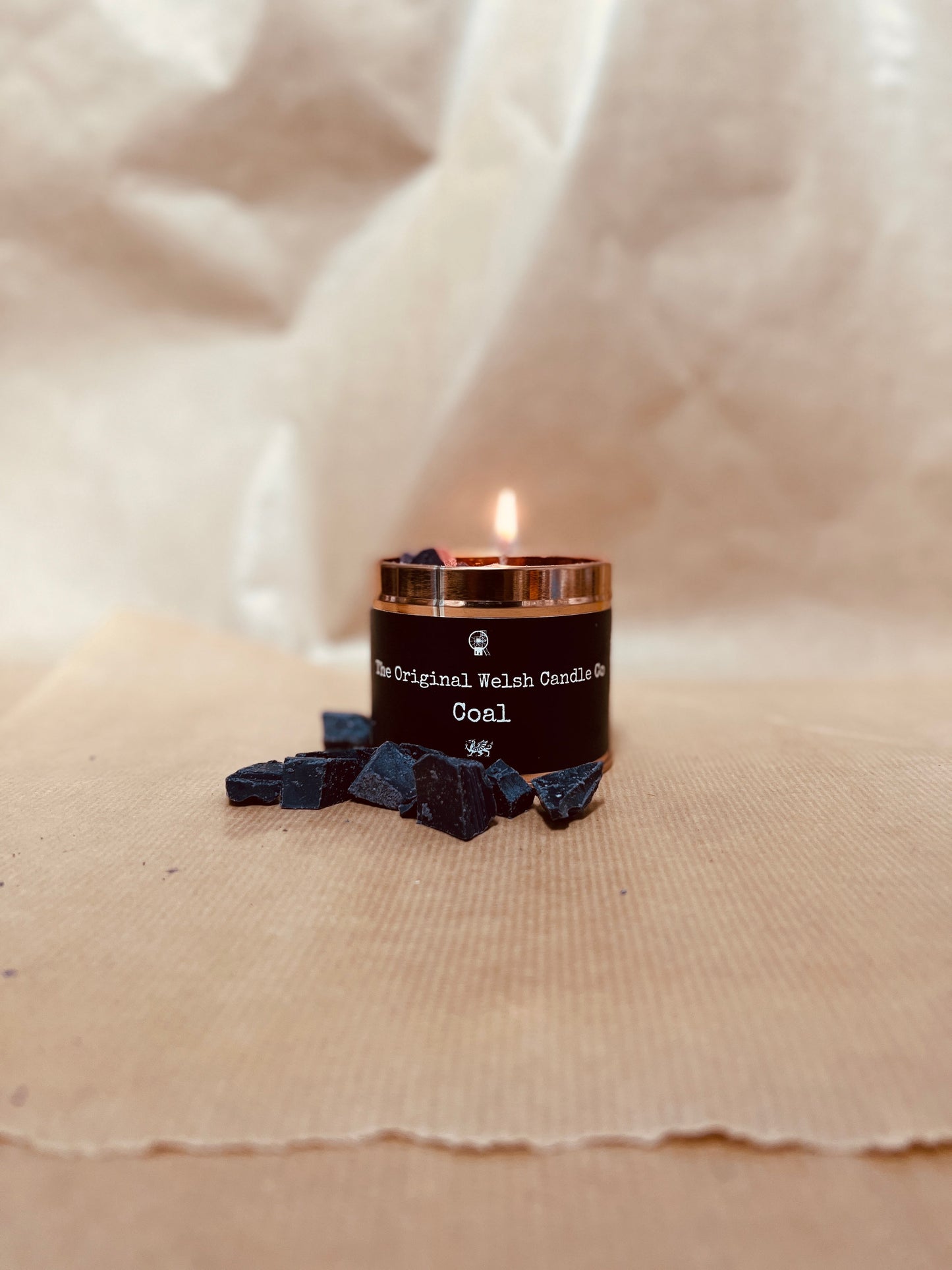Coal scented soy candle