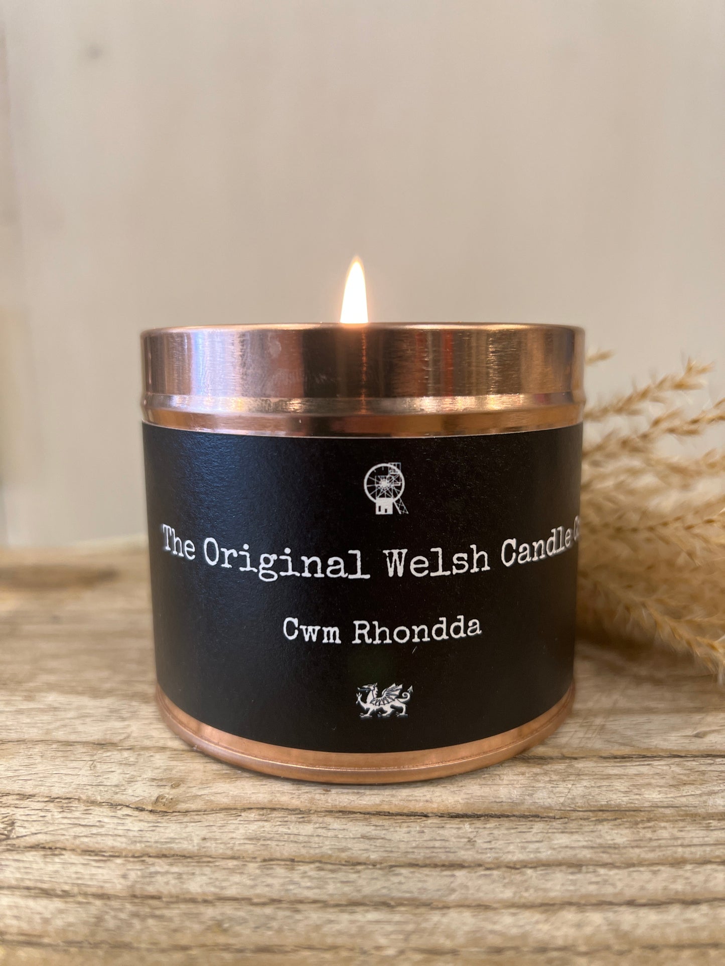 Cwm Rhondda Scented Copper tin candle - fresh linen