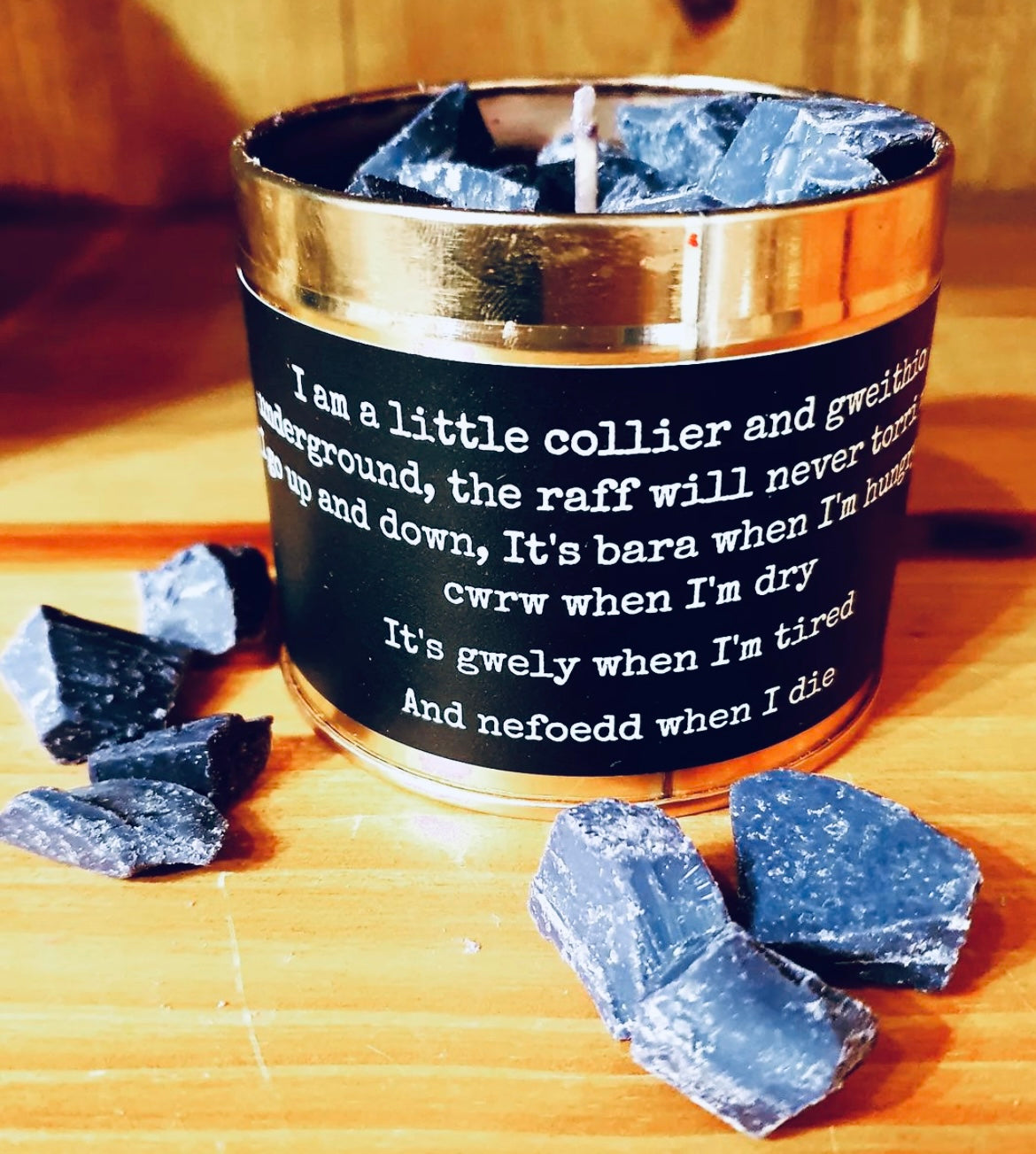 Coal scented soy candle