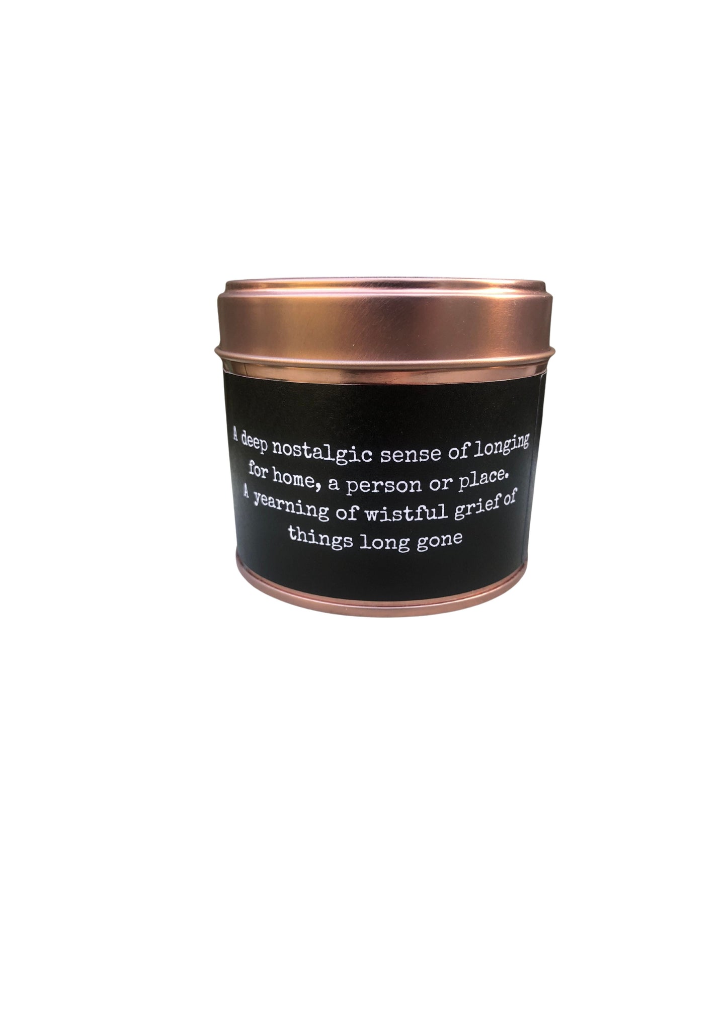 Hiraeth copper tin candle scented with Tonka Bean